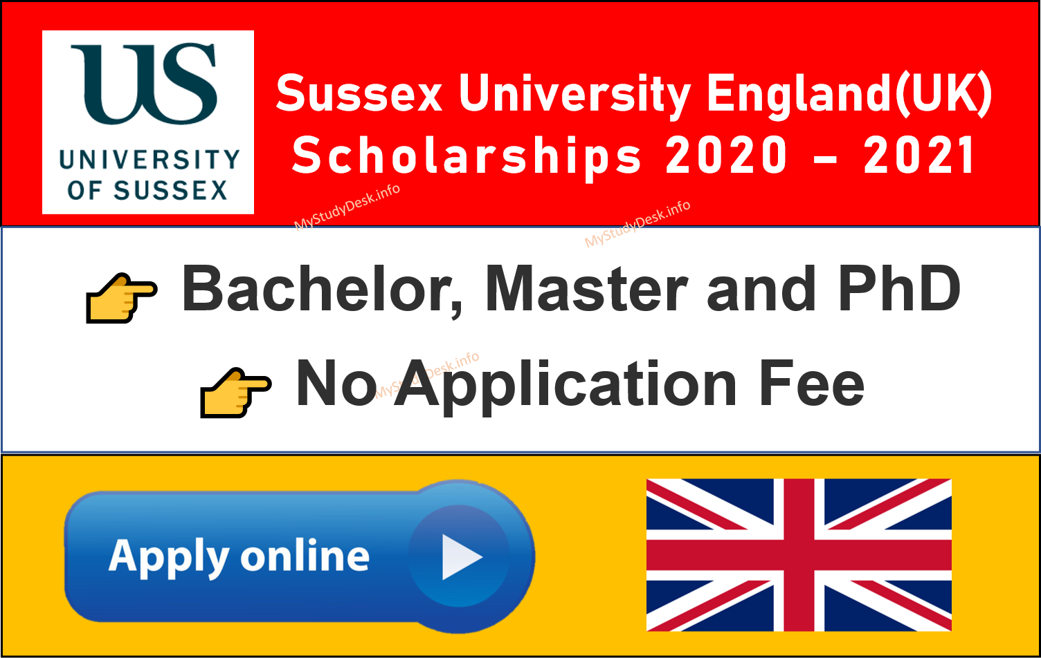 Sussex University England Scholarships 2020-2021